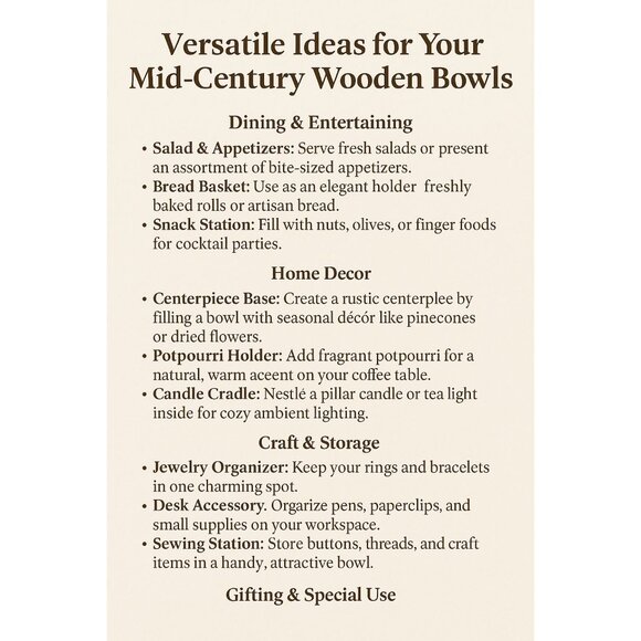 Vintage 6 Wooden Salad Bowl Set with 6 Napkin Rings Midcentury Oblong Bowls - Picture 11 of 11